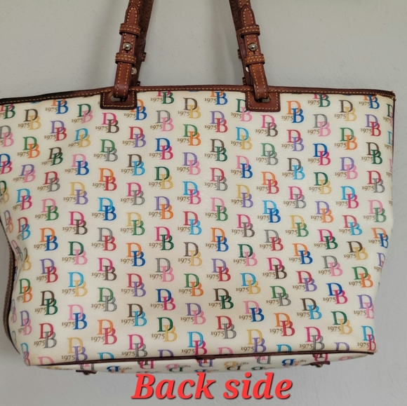 Dooney & Bourke RARE, VTG, AWL, Y2K DB1975 Rainbow Large Zip Tote, DUCK Fob - Picture 2 of 16